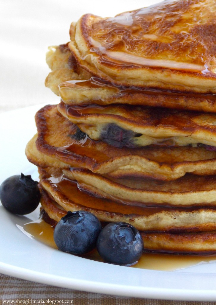 Sour Cream Pancakes with Blueberries