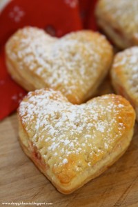 Heart shaped puff pastry pockets